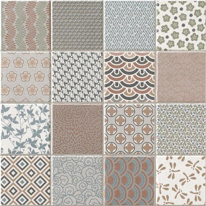 Керамическая плитка Realonda Kimono Многоцветная Сатинированная 