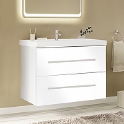 Тумба под раковину Marka One Mix 80П с ручками Белая глянцевая-1