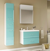 Тумба под раковину Marka One Mix 60П с ручками фасад стекло Бирюзовая-2