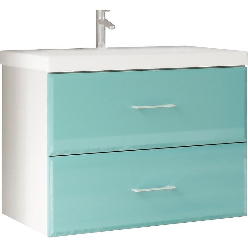 Тумба под раковину Marka One Mix 70П с ручками фасад стекло 