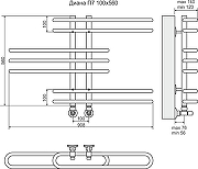 Водяной полотенцесушитель Terminus Диана П7 100x560 4620768886454 Хром-4