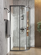 Душевой уголок Orange E01-090TB/G 90x90 профиль Черный стекло прозрачное-2