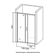 Душевая дверь Orange E02-120TB 120 профиль Черный стекло прозрачное-3