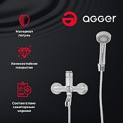 Смеситель для ванны Agger Clean A2421100 универсальный Хром-3