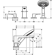 Смеситель на борт ванны Hansgrohe Metropol 32552000 Хром-7