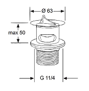 Донный клапан Kludi 1042705-00 с пробкой Хром-1