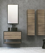 Шкаф пенал Jorno Steal 30 Ste.04.115/P/Da подвесной Древесный аттик Черный-2