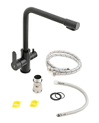 Смеситель для кухни Orange Steel M99-008b Черный-14