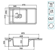 Кухонная мойка Aquaton Беллис 87 1A724832BS210 Графит-6