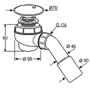 Сифон для душевого поддона Kludi Tasso 2105205-00 Хром-1