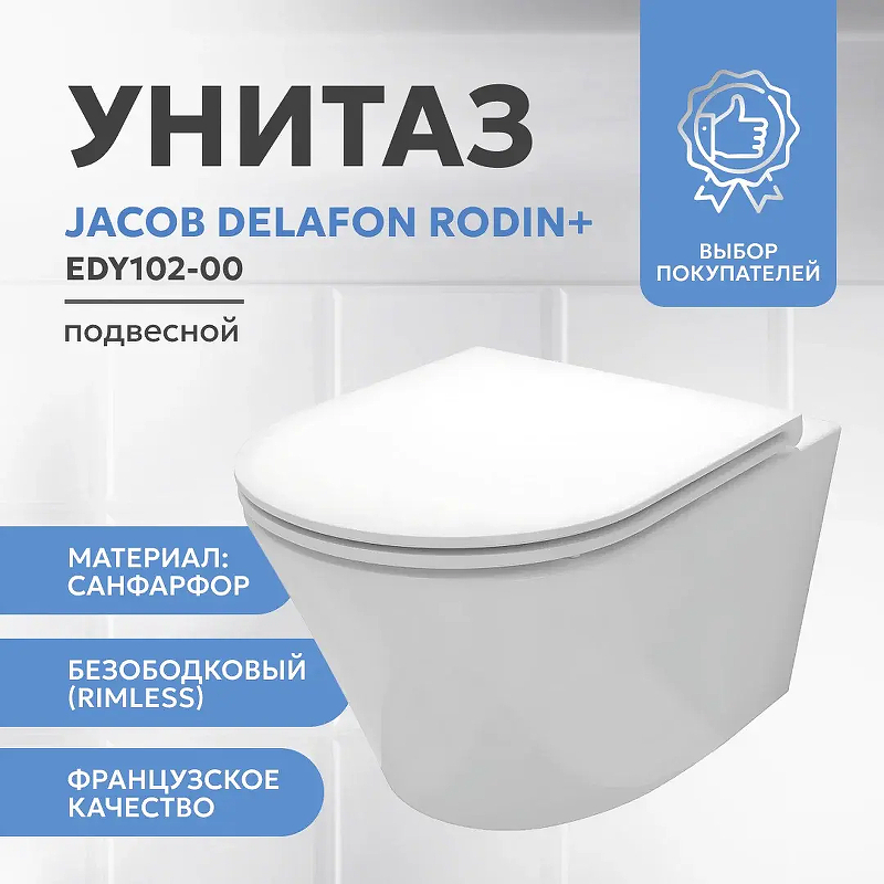 Унитаз Jacob Delafon Rodin+ EDY102-00 подвесной 