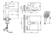 Комплект смесителей Orange Karl M05-311b Черный матовый-19