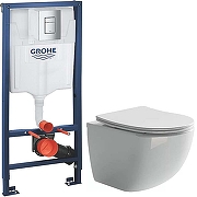 Комплект унитаза Ceramicanova Forma CN3009 с инсталляцией Grohe Rapid SL 38772001 с сиденьем Микролифт и клавишей смыва Хром-1