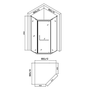 Душевой уголок Agger 90x90 A03-090TCR/G профиль Хром стекло прозрачное-4