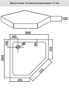 Акриловый поддон для душа Agger 90x90 A03-090TCR/T Белый-7