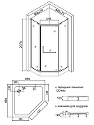 Душевой уголок Agger 90x90 A03-090MCR с поддоном профиль Хром стекло матовое-6