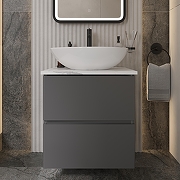 Тумба под раковину STWORKI Колдинг 60 подвесная цвет Антрацит Белый матовый-1