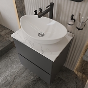 Тумба под раковину STWORKI Колдинг 60 подвесная цвет Антрацит Белый матовый-2