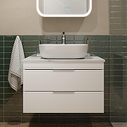 Тумба под раковину STWORKI Копенгаген 80 подвесная цвет Белый cатиновый Cветло-серый-1