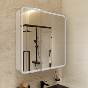 Зеркальный шкаф STWORKI Ольборг 80 МВК079 с подсветкой цвет Белый-4