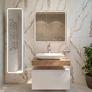 Зеркальный шкаф STWORKI Ольборг 80 МВК079 с подсветкой цвет Белый-5