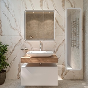 Зеркальный шкаф STWORKI Ольборг 80 МВК079 с подсветкой цвет Белый-6