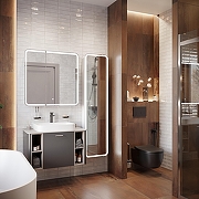 Зеркальный шкаф STWORKI Ольборг 80 МВК079 с подсветкой цвет Белый-14