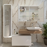 Зеркальный шкаф STWORKI Ольборг 100 МВК080 с подсветкой цвет Белый-7