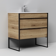 Тумба с раковиной STWORKI Гриндстед 80 TR-582058 подвесная цвет Дуб таксония-9