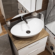 Тумба с раковиной STWORKI Копенгаген 60 подвесная цвет Белый глянцевый Светлое дерево-3