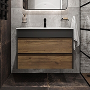 Тумба с раковиной STWORKI Гриндстед 80 TR-607632 подвесная цвет Антрацит матовый Дуб таксония-1