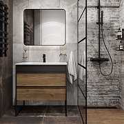 Тумба с раковиной STWORKI Гриндстед 80 TR-607632 подвесная цвет Антрацит матовый Дуб таксония-2