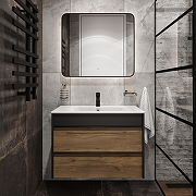 Тумба с раковиной STWORKI Гриндстед 80 TR-607632 подвесная цвет Антрацит матовый Дуб таксония-3