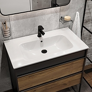 Тумба с раковиной STWORKI Гриндстед 80 TR-607632 подвесная цвет Антрацит матовый Дуб таксония-5
