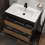 Тумба с раковиной STWORKI Гриндстед 80 TR-607632 подвесная цвет Антрацит матовый Дуб таксония-6