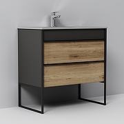 Тумба с раковиной STWORKI Гриндстед 80 TR-607632 подвесная цвет Антрацит матовый Дуб таксония-7