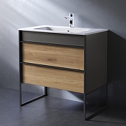 Тумба с раковиной STWORKI Гриндстед 80 TR-607632 подвесная цвет Антрацит матовый Дуб таксония-8