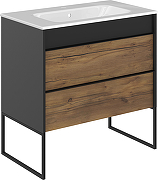 Тумба с раковиной STWORKI Гриндстед 80 TR-607632 подвесная цвет Антрацит матовый Дуб таксония-10