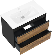 Тумба с раковиной STWORKI Гриндстед 80 TR-607632 подвесная цвет Антрацит матовый Дуб таксония-13