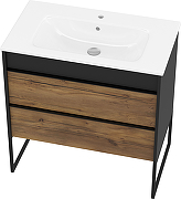 Тумба с раковиной STWORKI Гриндстед 80 TR-607632 подвесная цвет Антрацит матовый Дуб таксония-15