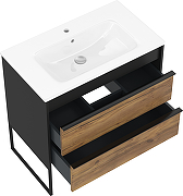 Тумба с раковиной STWORKI Гриндстед 80 TR-607632 подвесная цвет Антрацит матовый Дуб таксония-16