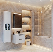 Шкаф пенал Roca Lago 35 7857297806 подвесной с бельевой корзиной цвет Белый глянцевый-2