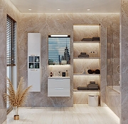 Шкаф пенал Roca Lago 35 7857297806 подвесной с бельевой корзиной цвет Белый глянцевый-3