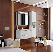 Шкаф пенал Roca Lago 35 7857297806 подвесной с бельевой корзиной цвет Белый глянцевый-4