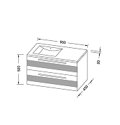 Тумба с раковиной SanVit Соната-1 100 k1100L подвесная цвет Белый-3