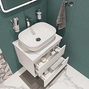 Тумба с раковиной STWORKI Копенгаген 60 подвесная цвет Белый глянцевый-4