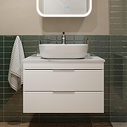 Тумба с раковиной STWORKI Копенгаген 80 подвесная цвет Белый глянцевый Серый-1