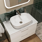 Тумба с раковиной STWORKI Копенгаген 80 подвесная цвет Белый глянцевый Серый-3