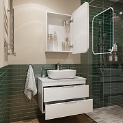 Тумба с раковиной STWORKI Копенгаген 80 подвесная цвет Белый глянцевый Серый-4