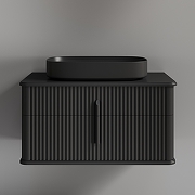 Тумба с раковиной STWORKI Молде 95 подвесная цвет Антрацит-1